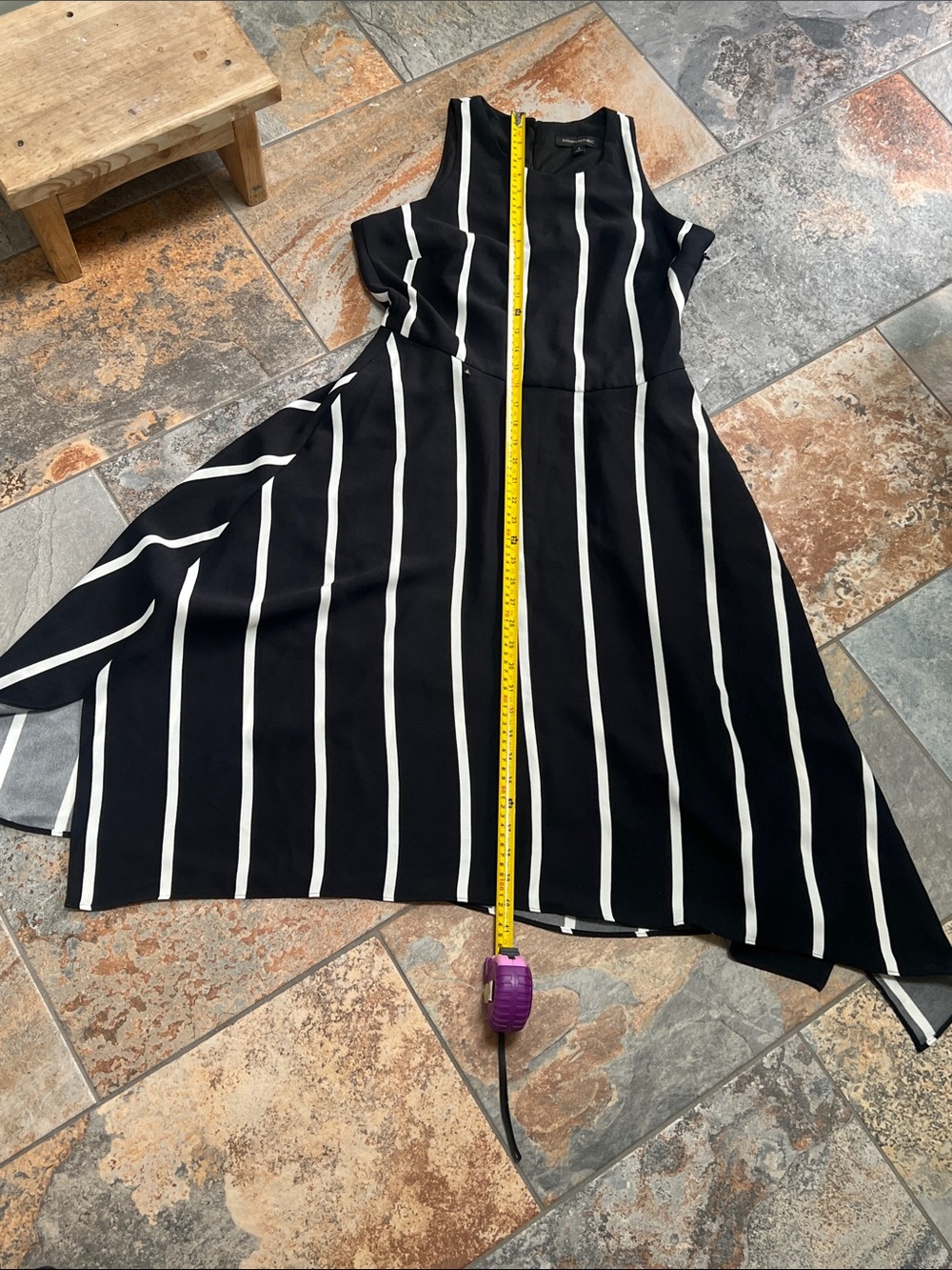 Banana Republic Black and White Asymmetrical Stripe Midi Dress